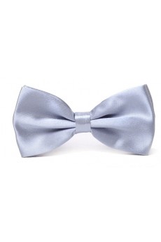 Gray Solid Microfiber Bow Tie