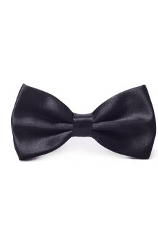 Black Solid Microfiber Bow Tie