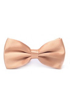 Beige Solid Microfiber Bow Tie