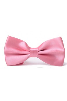 Pink Solid Microfiber Bow Tie