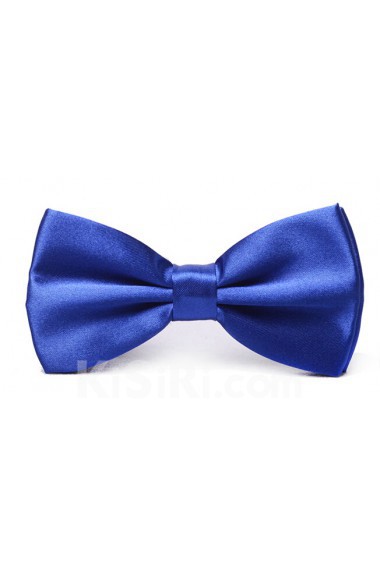 Blue Solid Microfiber Bow Tie