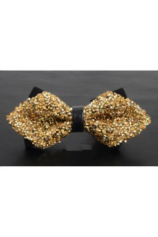 Gold Solid Cotton, Crystal Bow Tie