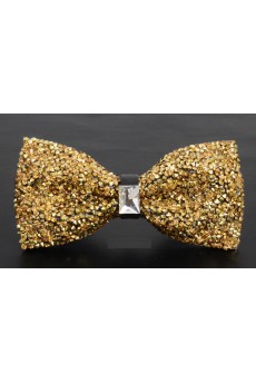 Gold Solid Cotton, Crystal Bow Tie