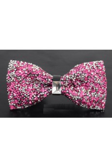 Pink Solid Cotton, Crystal Bow Tie