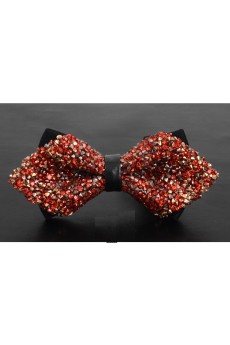 Red Solid Cotton, Crystal Bow Tie