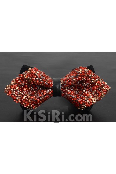 Red Solid Cotton, Crystal Bow Tie