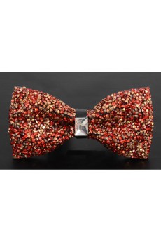 Red Solid Cotton, Crystal Bow Tie