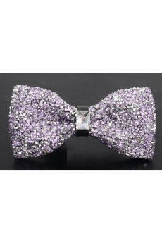 Purple Solid Cotton, Crystal Bow Tie