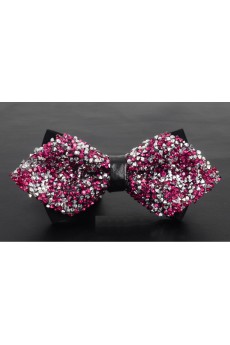 Red Solid Cotton, Crystal Bow Tie