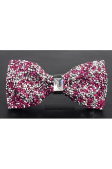 Red Solid Cotton, Crystal Bow Tie