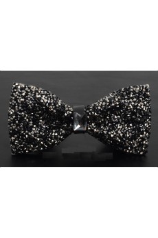 Black Solid Cotton, Crystal Bow Tie