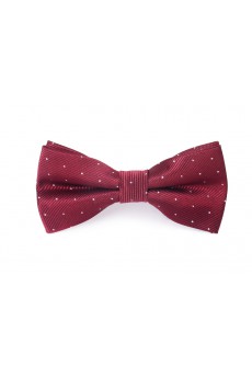 Wine Red Polka Dot Microfiber Bow Tie