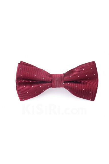 Wine Red Polka Dot Microfiber Bow Tie