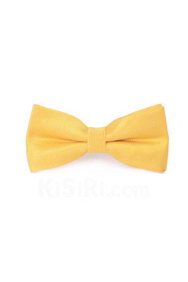 Gold Polka Dot Microfiber Bow Tie