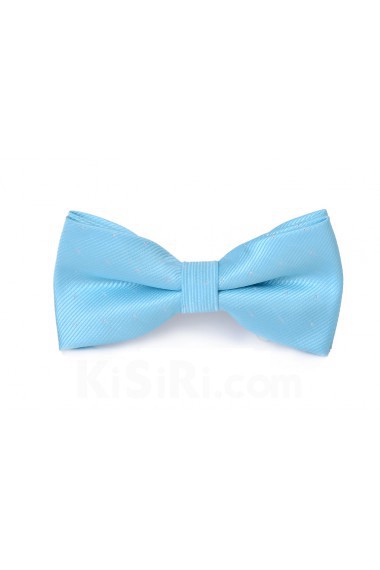 Blue Polka Dot Microfiber Bow Tie