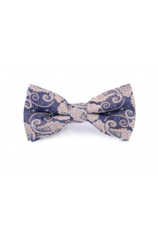 Blue Floral Microfiber Bow Tie