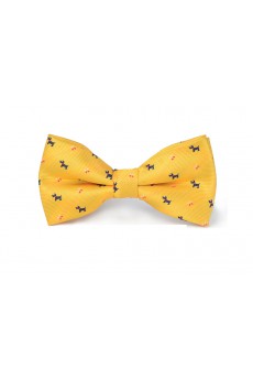 Yellow Floral Microfiber Bow Tie