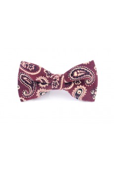 Red Floral Microfiber Bow Tie