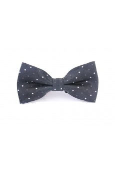 Gray Polka Dot Microfiber Bow Tie