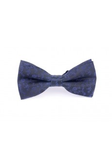 Blue Floral Microfiber Bow Tie