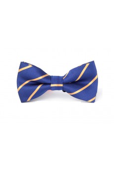 Blue Striped Microfiber Bow Tie