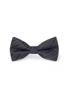 Black Striped Microfiber Bow Tie