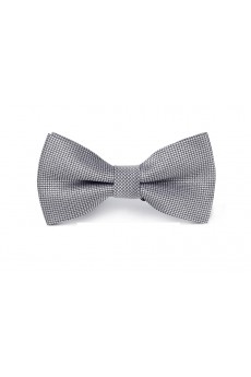 Gray Plaid Microfiber Bow Tie