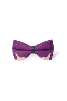 Purple Solid Microfiber Bow Tie