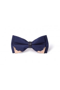 Blue Solid Microfiber Bow Tie