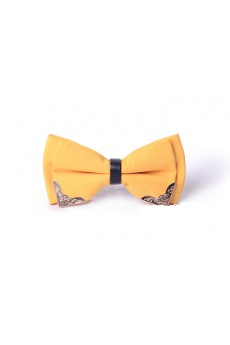 Yellow Solid Microfiber Bow Tie