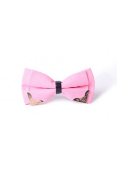 Pink Solid Microfiber Bow Tie