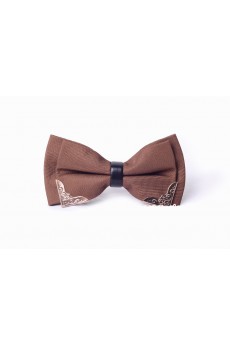 Coffee Solid Microfiber Bow Tie