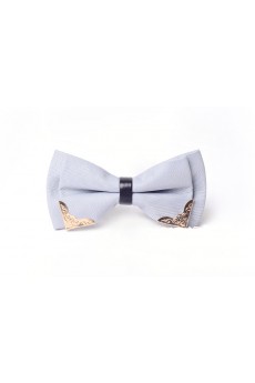 Gray Solid Microfiber Bow Tie
