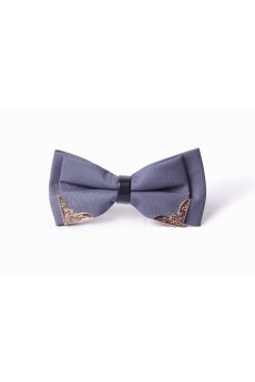 Gray Solid Microfiber Bow Tie