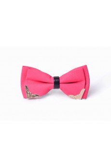 Red Solid Microfiber Bow Tie