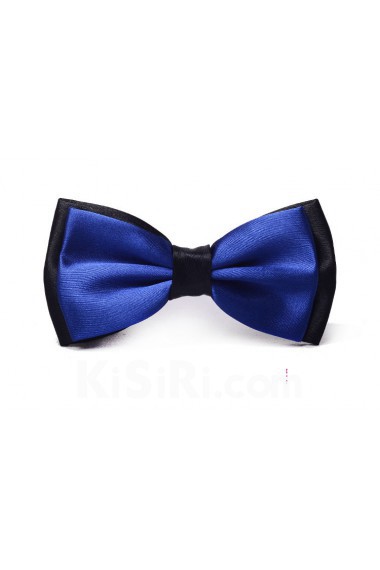 Blue Solid Microfiber Bow Tie