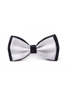 White Solid Microfiber Bow Tie