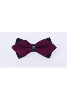 Red Solid Microfiber Bow Tie