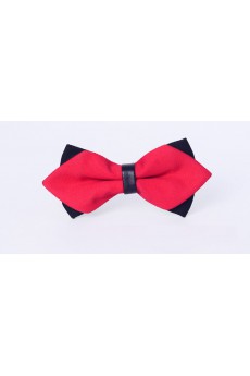 Red Solid Microfiber Bow Tie