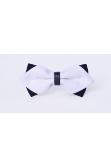 White Solid Microfiber Bow Tie