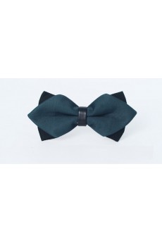 Blue Solid Microfiber Bow Tie