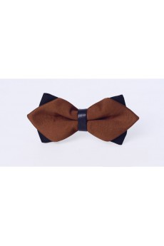 Brown Solid Microfiber Bow Tie