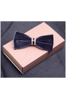 Gray Solid Cotton-Microfiber Blended Bow Tie