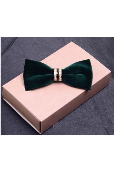 Green Solid Cotton-Microfiber Blended Bow Tie