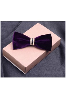 Purple Solid Cotton-Microfiber Blended Bow Tie