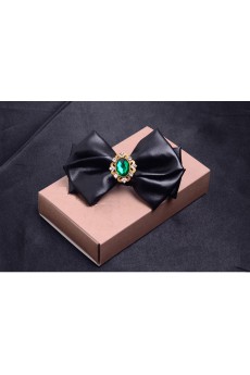 Green Solid Microfiber, Gem Bow Tie