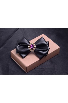 Purple Solid Microfiber, Gem Bow Tie
