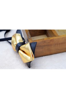 Gold Solid Microfiber, Metal Bow Tie