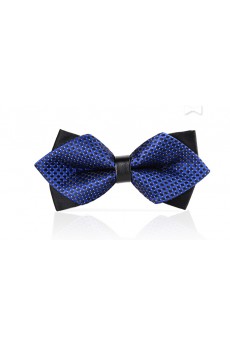 Blue Polka Dot Microfiber Bow Tie