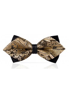 Gold Floral Microfiber Bow Tie